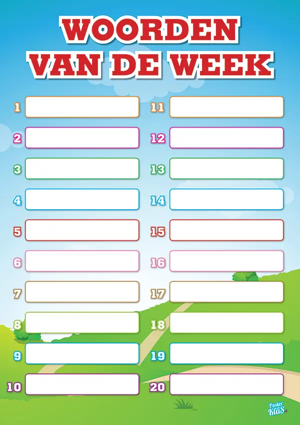 Poster Woorden van de Week educatieve posters voor klas of thuis