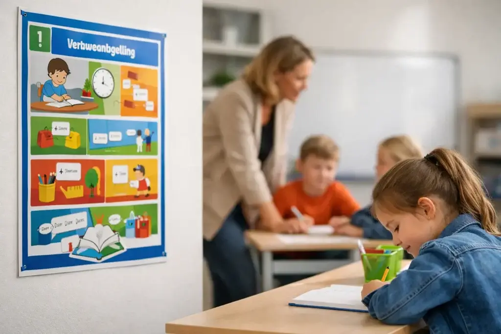 Spellingsposter werkwoordspelling in de klas